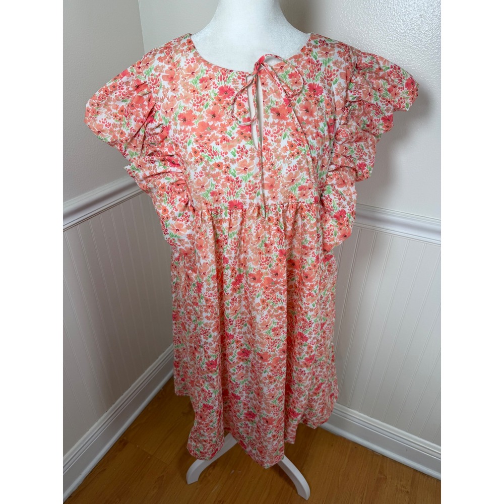 Hayden Floral Midi Dress Ruffled Sleeves‎ Women Size L NEW